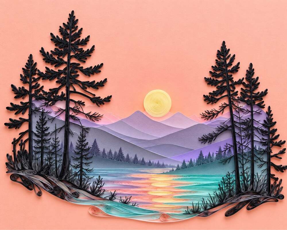 10x8 Black Framed Colorful Tree & Forest Art Print